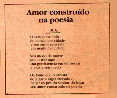 Poema publicado em jornal em 1988