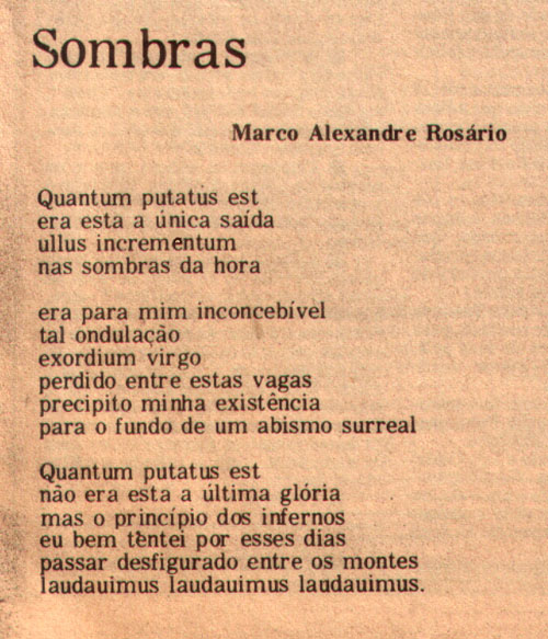Poema publicado em jornal em 1986